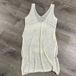 Cupshe Swimsuit Coverup Ivory Hollow Out V Neck Side Split Beach Dress Size L